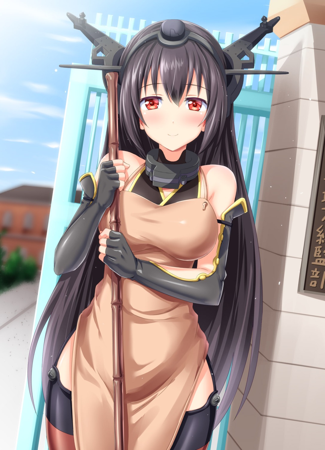kantai_collection, kyamu, nagato_(kancolle), stockings, thighhighs
