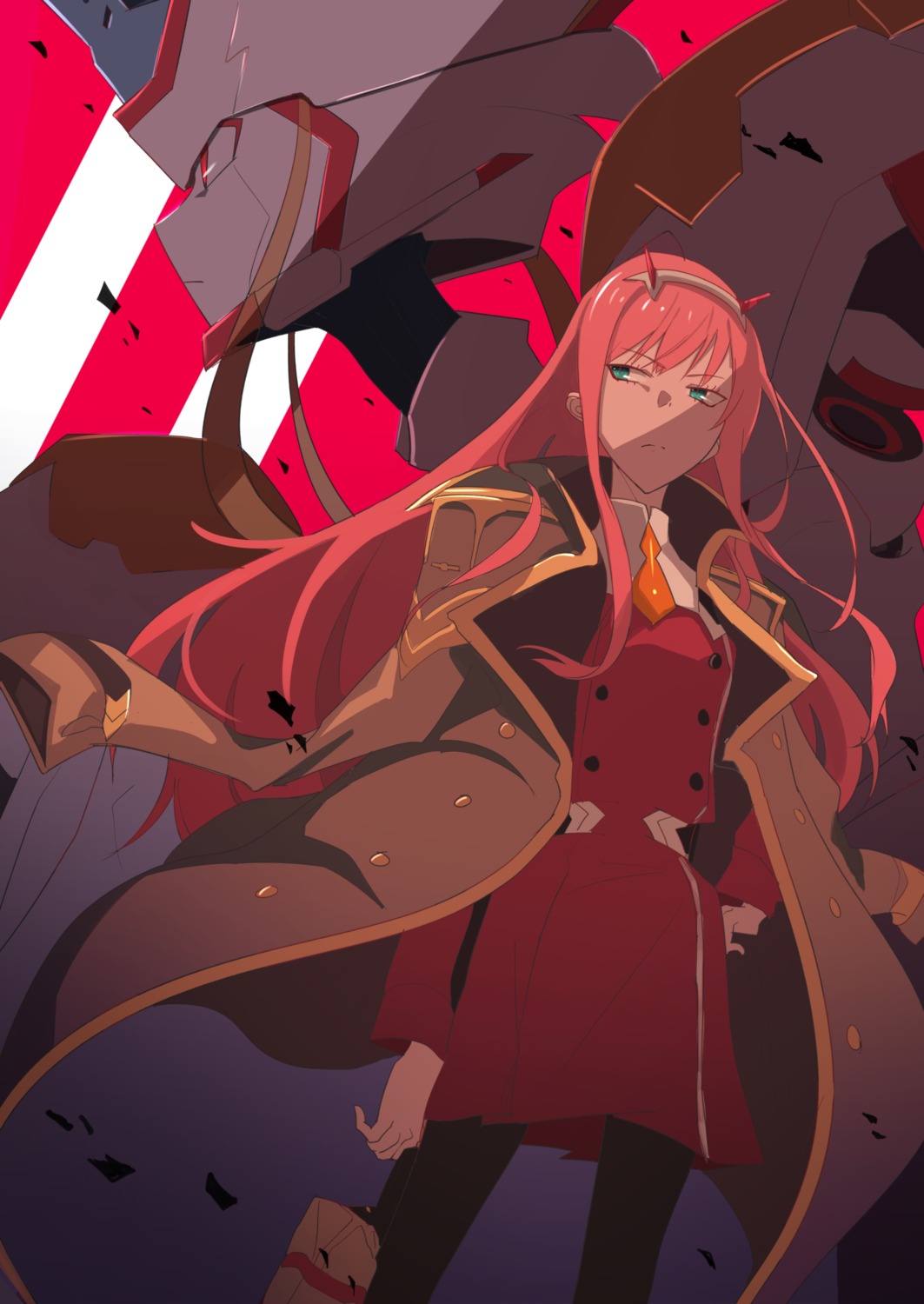 darling_in_the_franxx, horns, mecha, pantyhose, strelizia, sy-l-via, uniform, zero_two_(darling_in_the_franxx)
