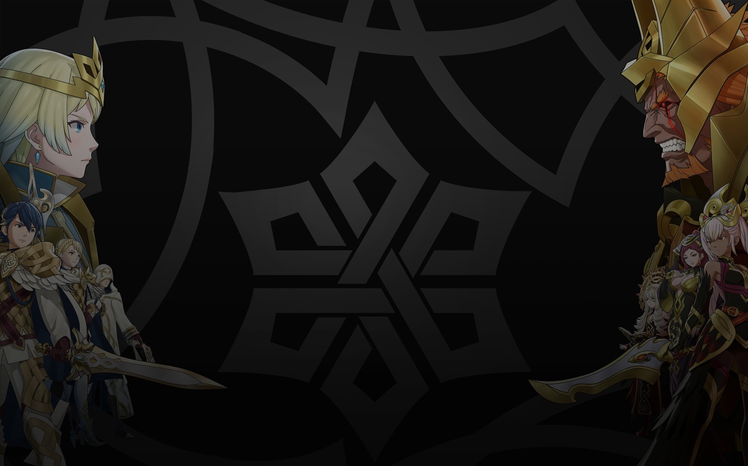 alfonse_(fire_emblem), armor, cleavage, fire_emblem, fire_emblem_heroes, fjorm_(fire_emblem), heels, laevatein_(fire_emblem)