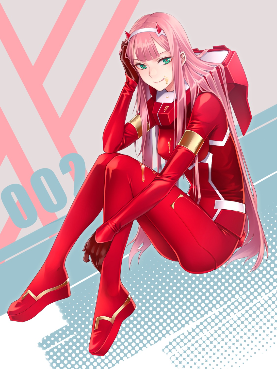 bodysuit, darling_in_the_franxx, horns, ougi_yomi, zero_two_(darling_in_the_franxx)