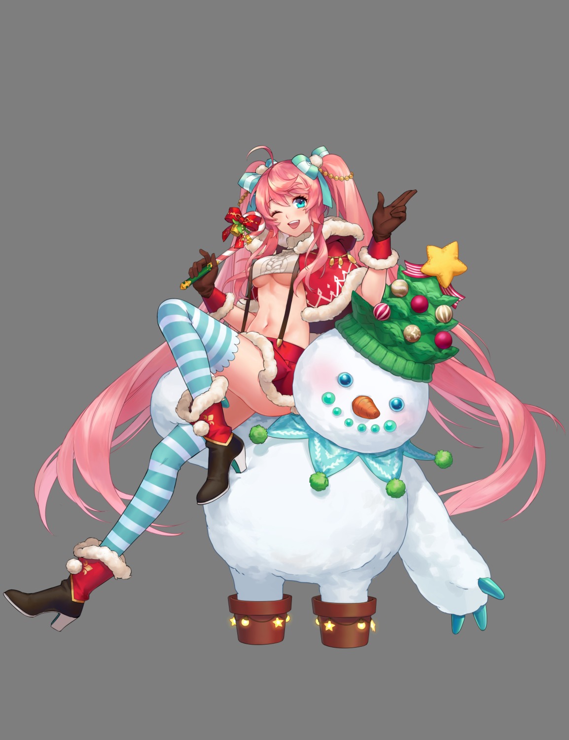 christmas, heels, lunapri, tagme, thighhighs, transparent_png, underboob