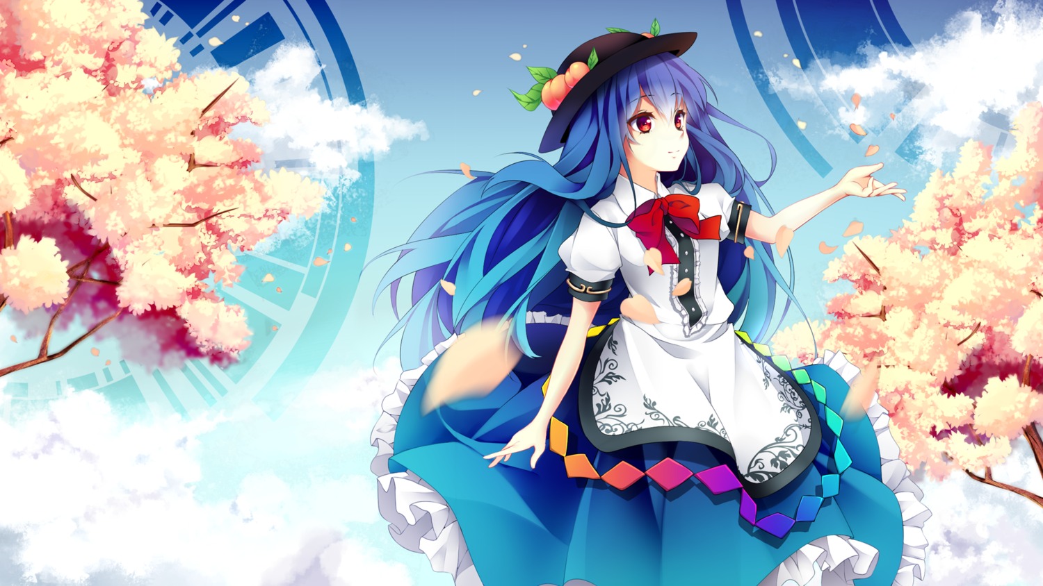 hinanawi_tenshi, riniuu, touhou, wallpaper