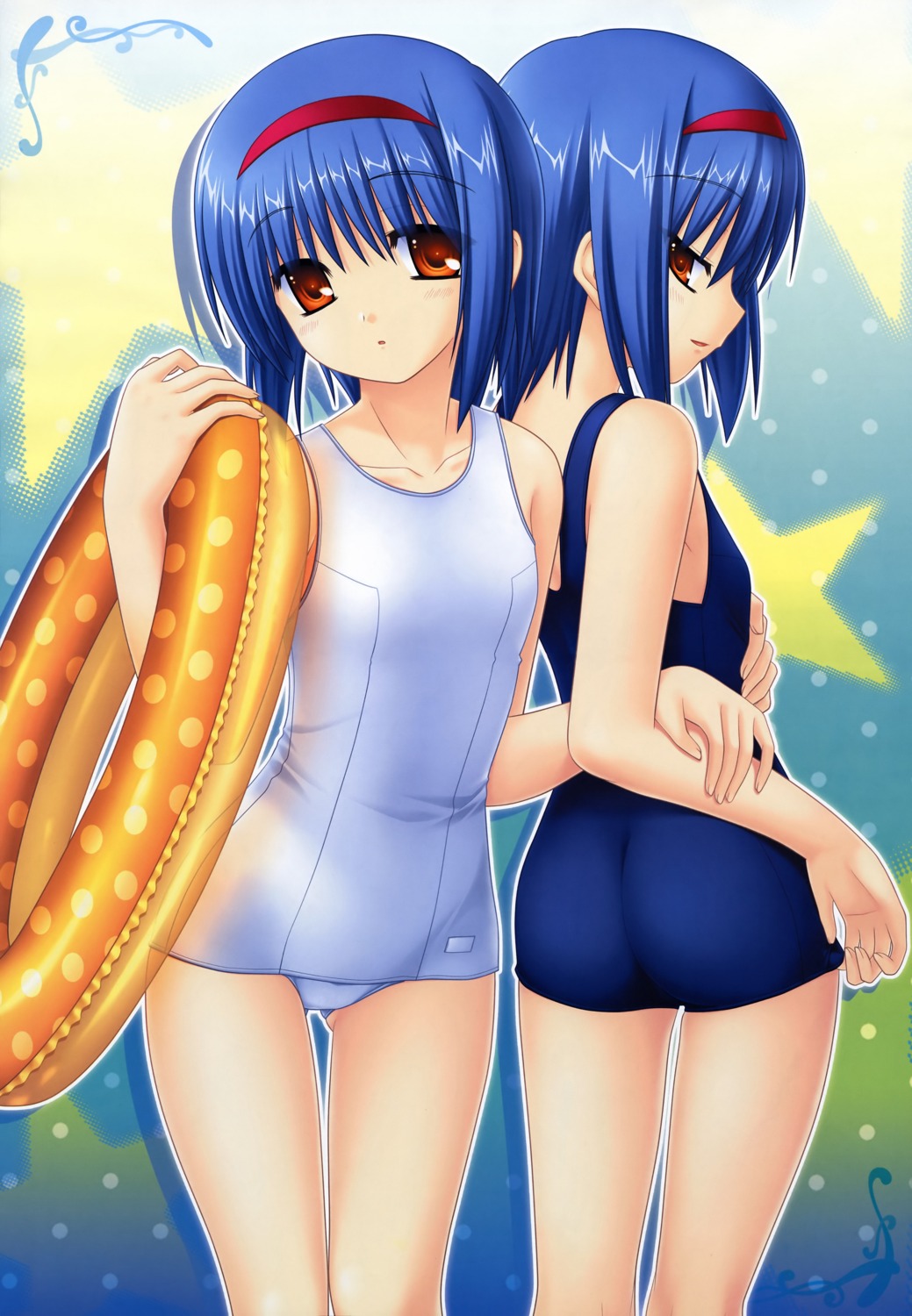 cameltoe, key, little_busters!, na-ga, nishizono_midori, nishizono_mio, school_swimsuit, swimsuits