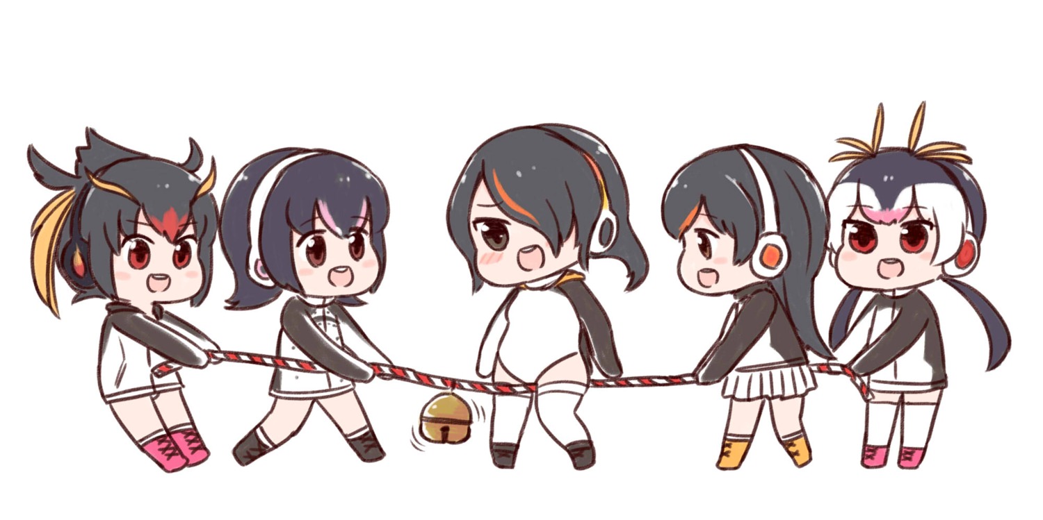 batta_(ijigen_debris), chibi, emperor_penguin, gentoo_penguin, headphones, humboldt_penguin, kemono_friends, leotard