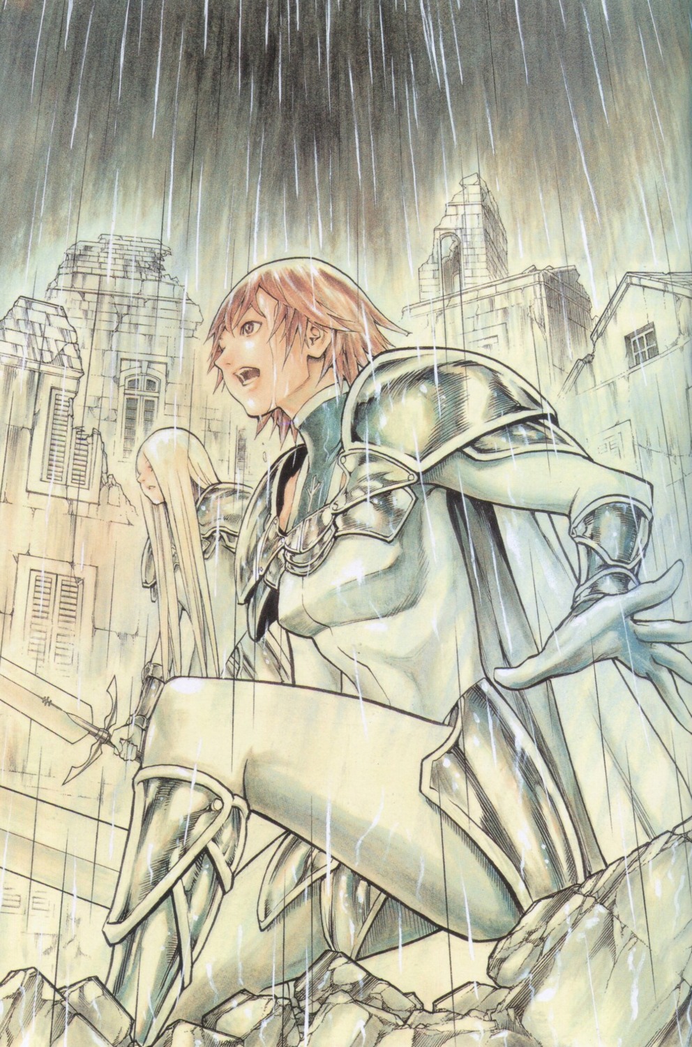 armor, claymore, sword, wet, yagi_norihiro