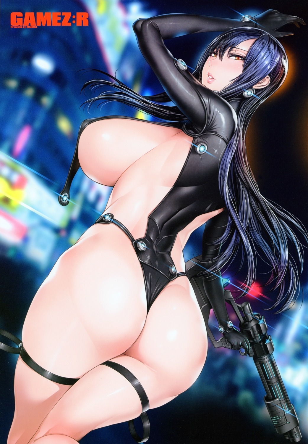 ass, fei, gantz, garter, gun, maidoll, no_bra, pantsu, shimohira_reika, thong