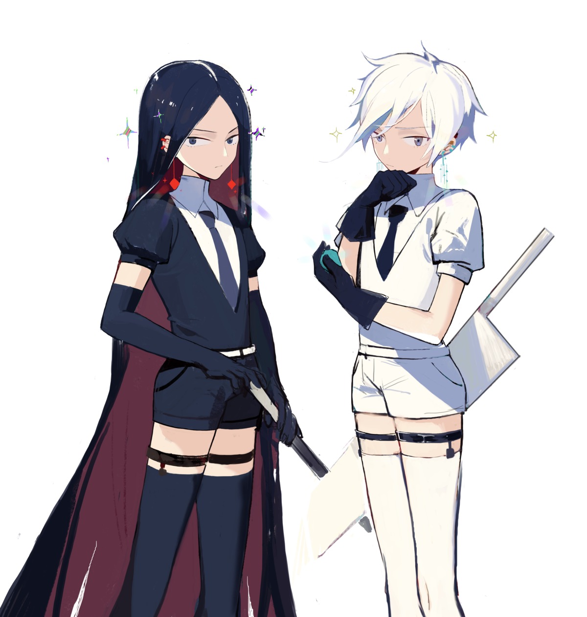 antarcticite, boltz_(houseki_no_kuni), houseki_no_kuni, thighhighs, weapon, yukuso_(1065762559)