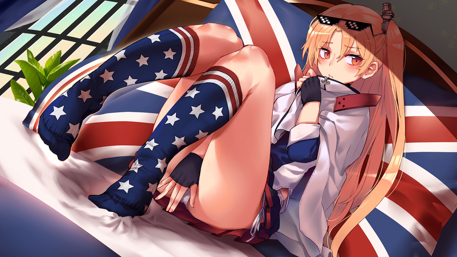 azur_lane, cleveland_(azur_lane), feet, megane, pantsu, roten, string_panties