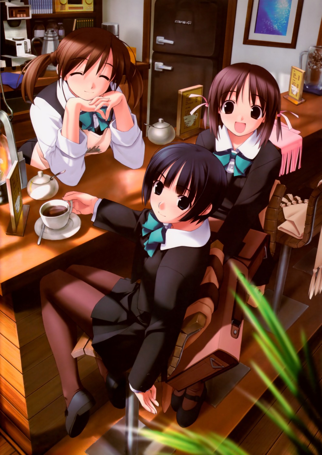 asaba_nonoka, hashimoto_takashi, ichinose_mio, kasuga_yoshino, pantyhose, seifuku, white_breath