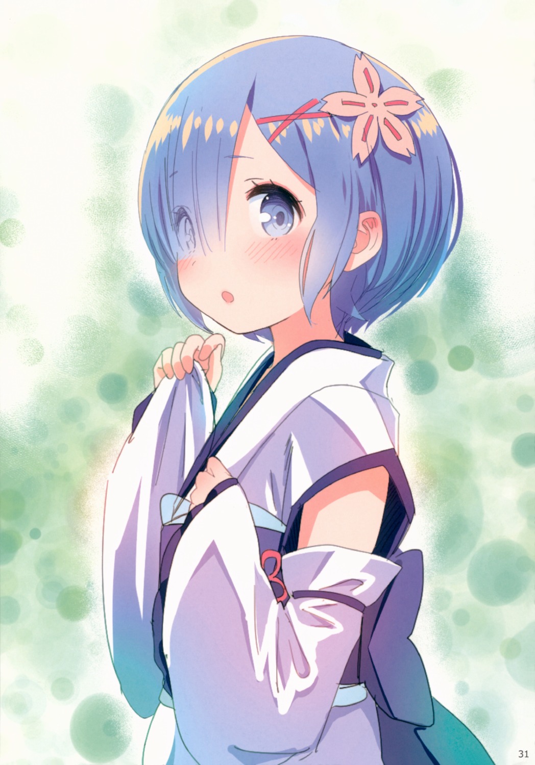 kamikire_basami, re:zero_kara_hajimeru_isekai_seikatsu, rem_(re_zero), yasuyuki, yukata