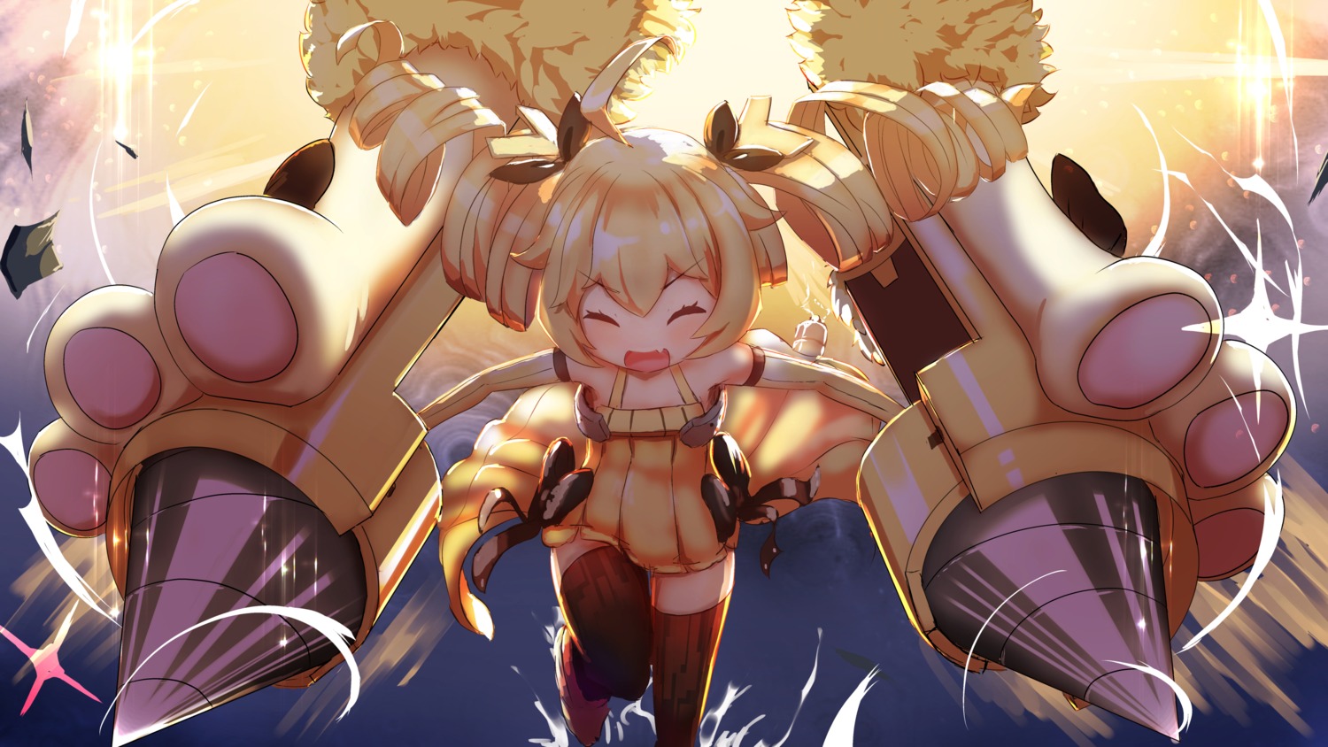azur_lane, dress, namacotan, thighhighs, trial_bullin_mkii_(azur_lane), weapon