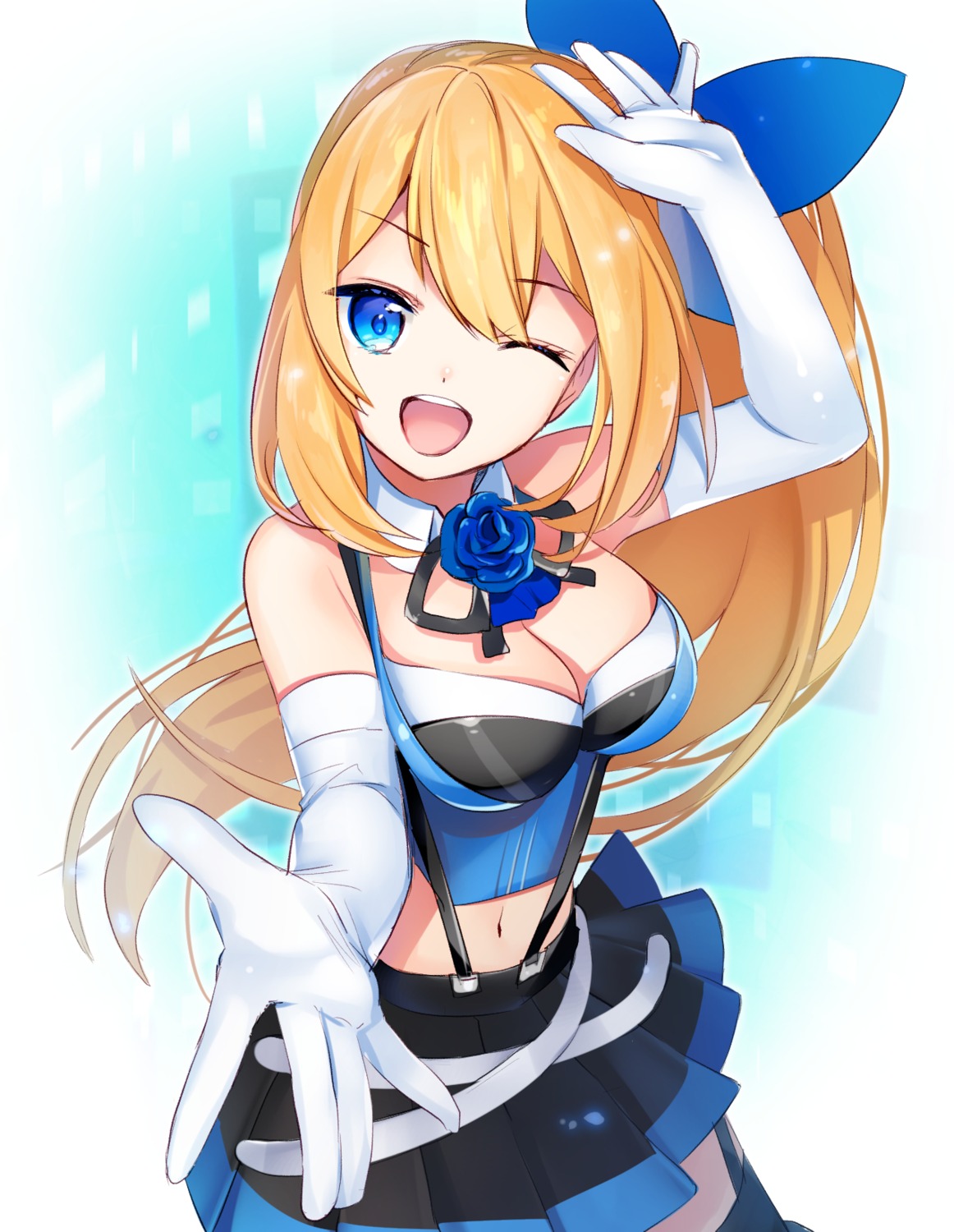 ayamori_mimi, cleavage, mirai_akari, mirai_akari_project, stockings, thighhighs