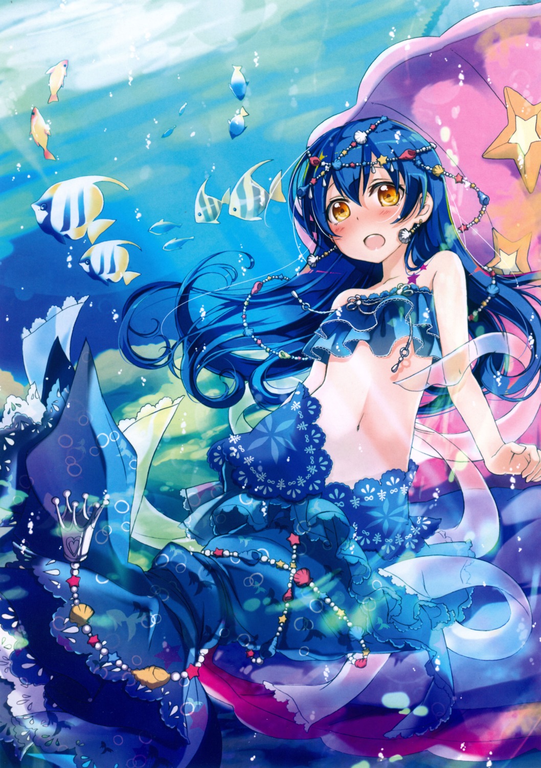 bikini_top, keepout, love_live!, love_live!_(series), mermaid, monster_girl, screening, sonoda_umi
