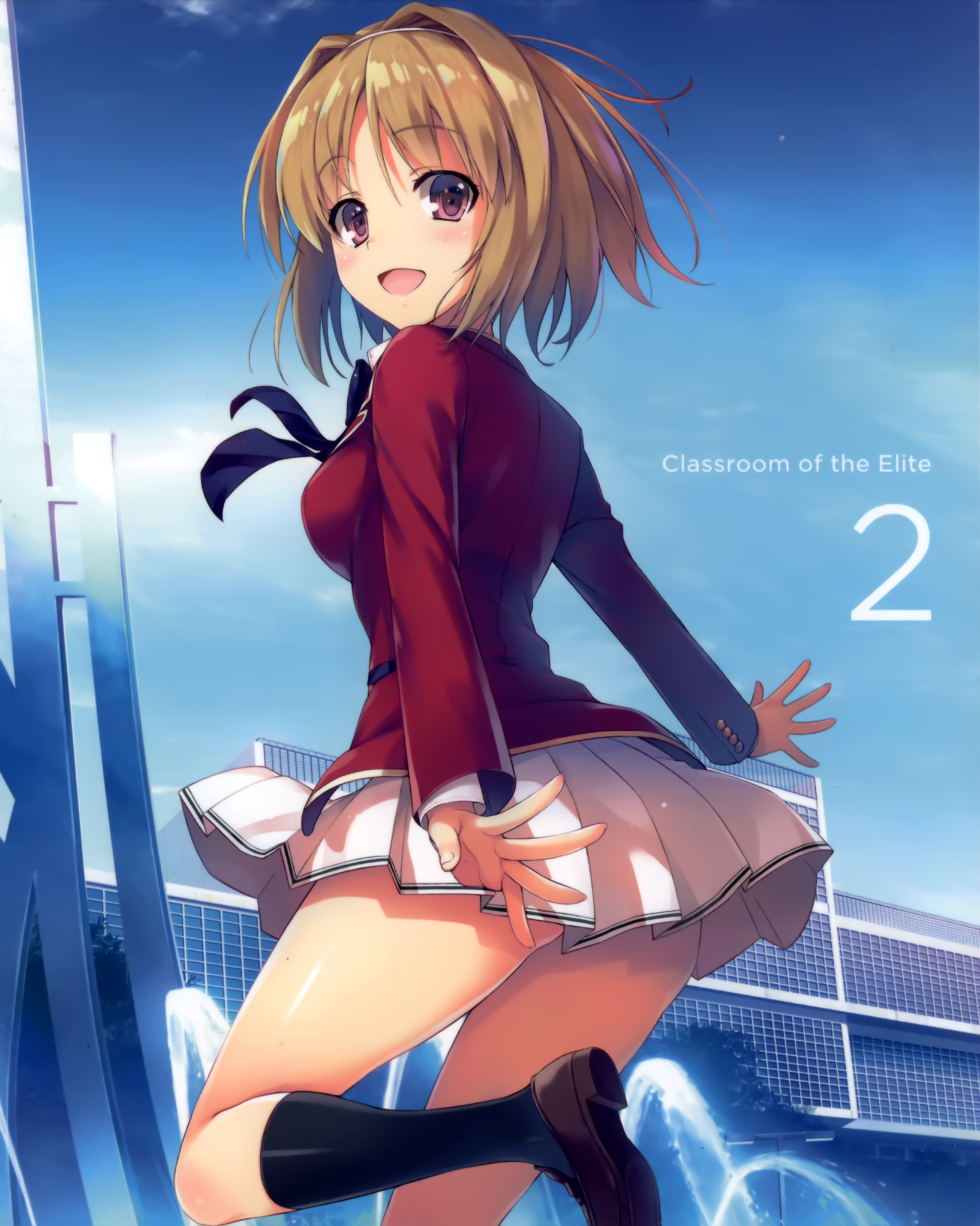 disc_cover, kushida_kikyou, seifuku, skirt_lift, tomose_shunsaku, youkoso_jitsuryoku_shijou_shugi_no_kyoushitsu_e