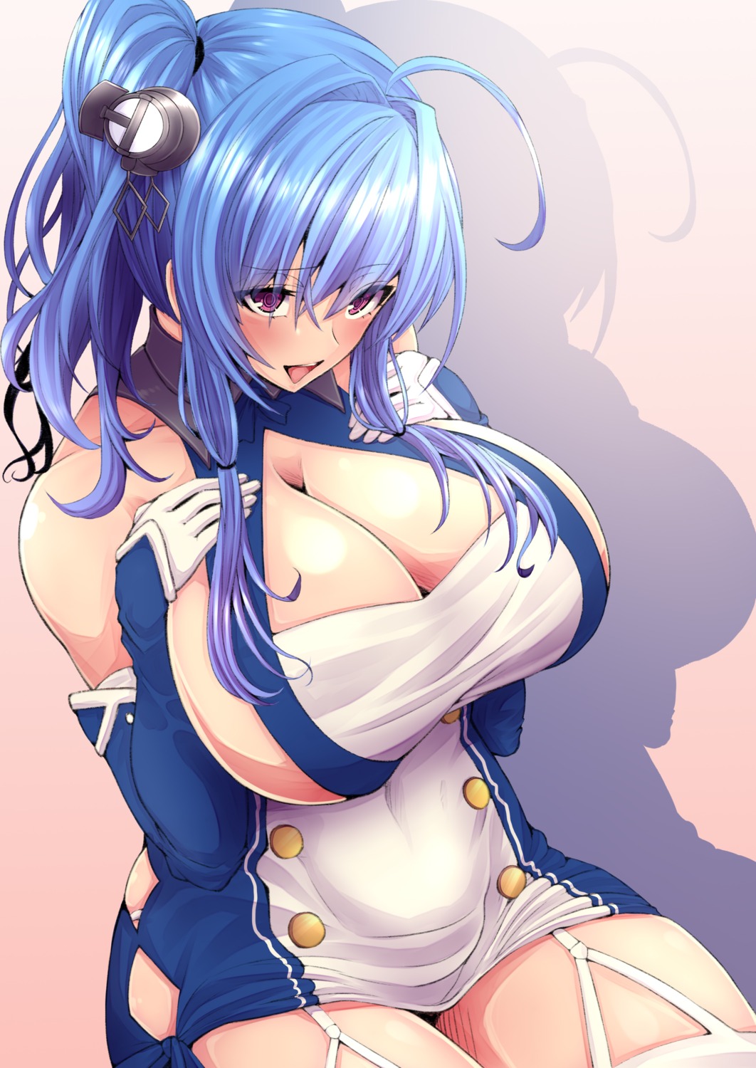 azur_lane, breast_hold, cleavage, dress, kira_kazuki, st._louis_(azur_lane), stockings, thighhighs