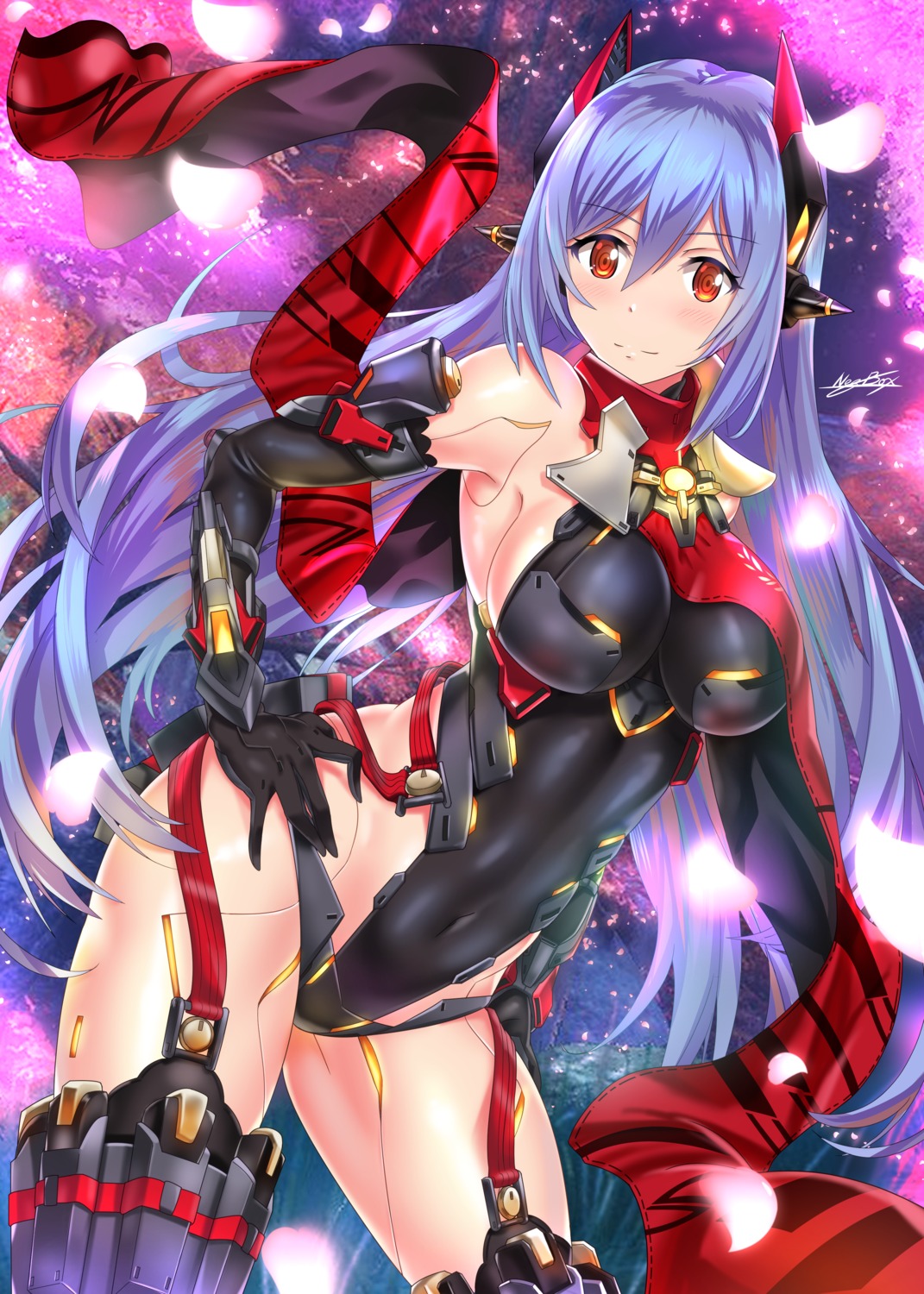armor, hana_(xenoblade_2), hana_jd, leotard, mecha_musume, nez-kun, stockings, thighhighs, xenoblade_(series), xenoblade_2