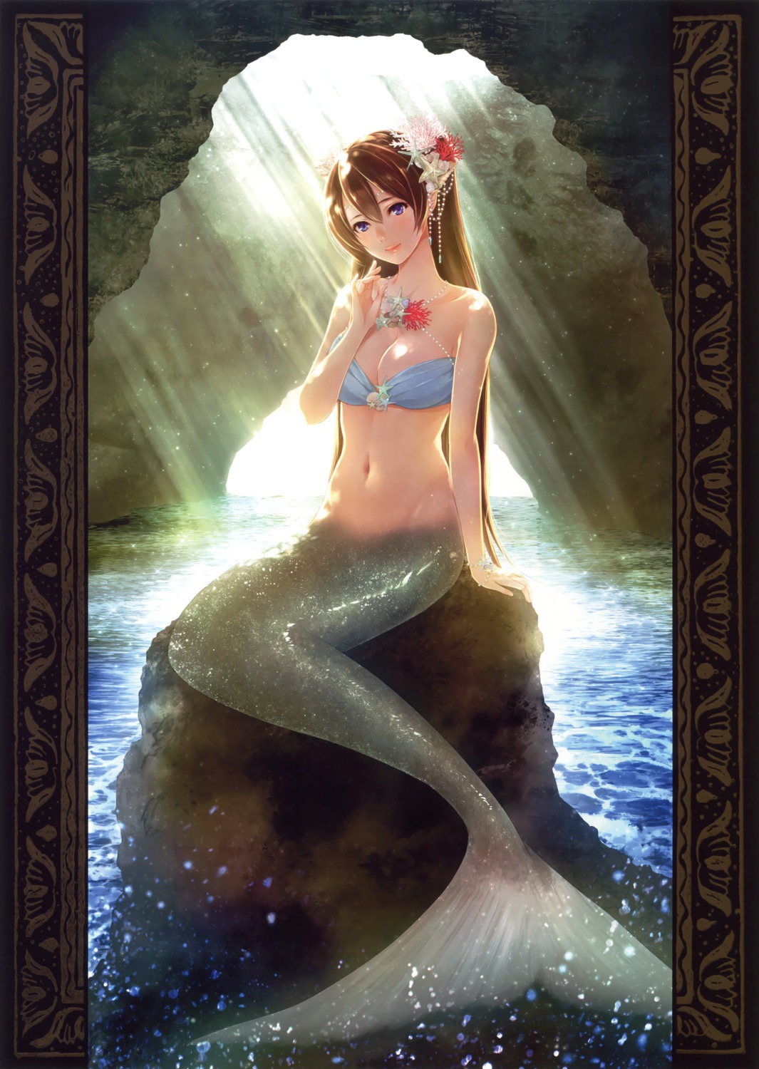 bikini_top, breast_hold, cleavage, koizumi_amane, mermaid, monster_girl, swimsuits, tail
