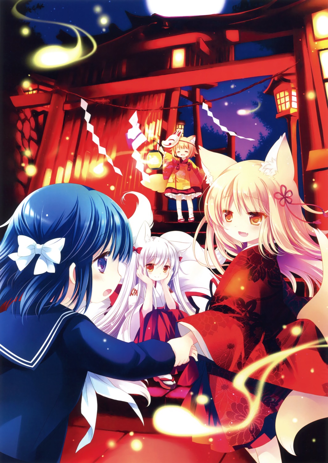 animal_ears, japanese_clothes, kitsune, miko, sakurazawa_izumi, seifuku, tail