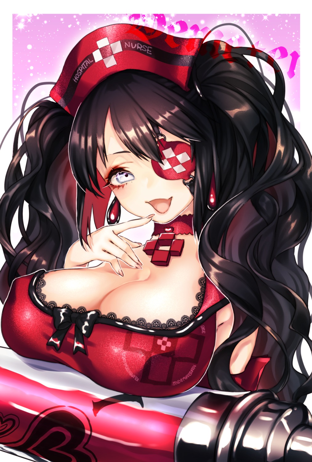 breast_hold, cleavage, demeter, destiny_child, eyepatch, mokokiyo_(asaddr), nurse