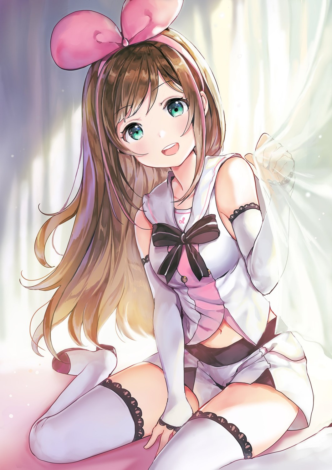 heels, kizuna_ai, kizuna_ai_inc., sibyl, thighhighs