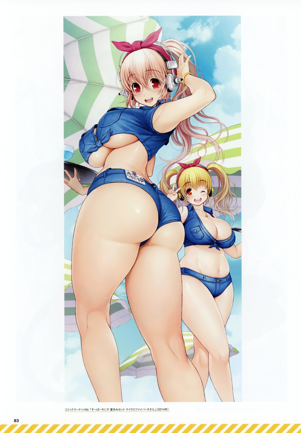 ass, bleed_through, cleavage, headphones, sonico, super_pochaco, super_sonico, tsuji_santa