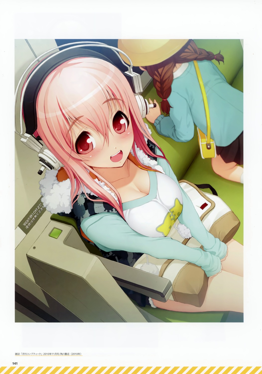 bleed_through, cleavage, crossover, headphones, kamisama, nitroplus, scanning_dust, sonico