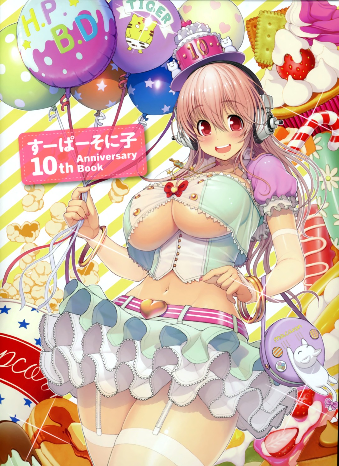 dress, headphones, sonico, stockings, super_sonico, thighhighs, tsuji_santa, underboob
