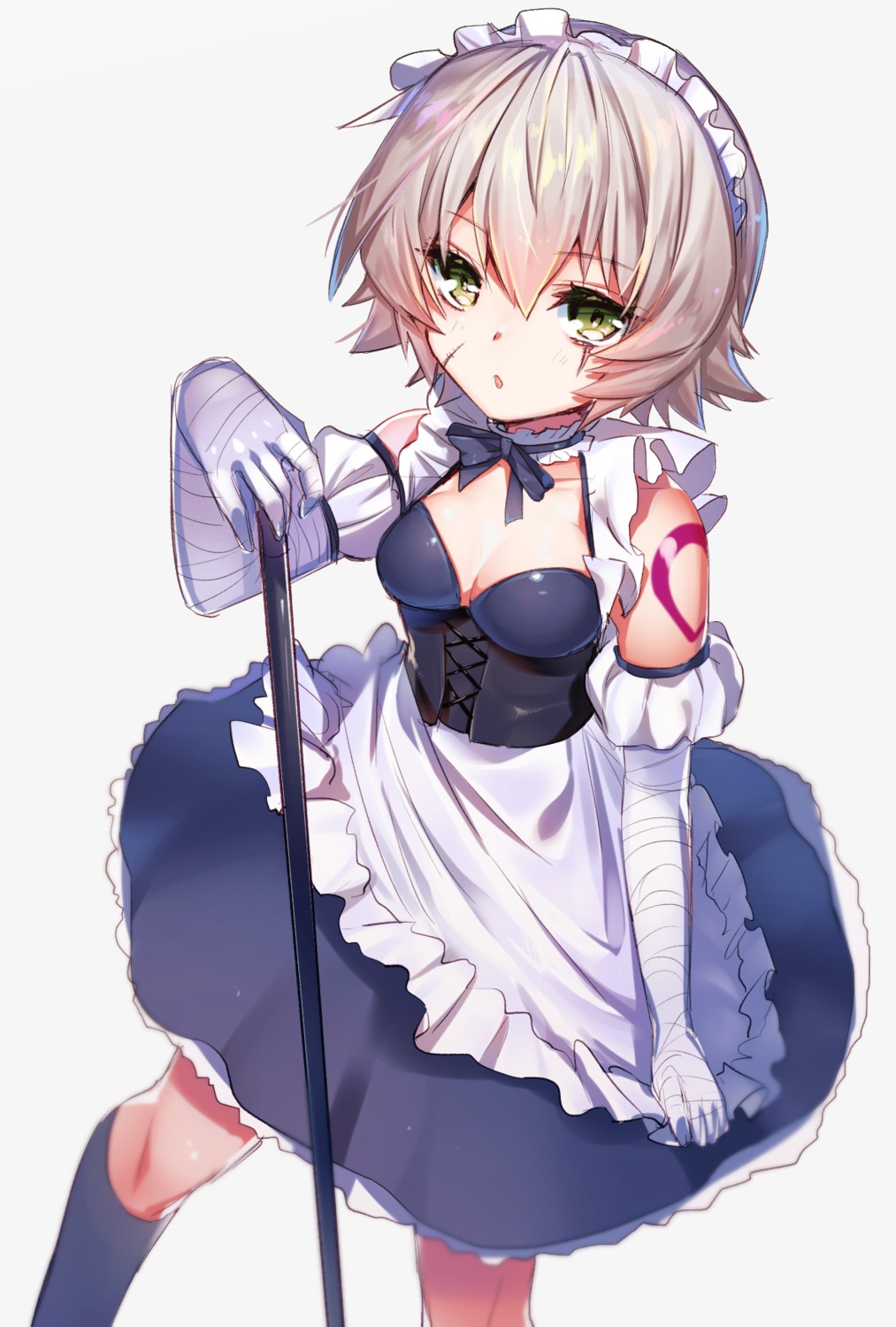 ayamori_mimi, bandages, cleavage, fate/apocrypha, fate/stay_night, jack_the_ripper, maid, tattoo