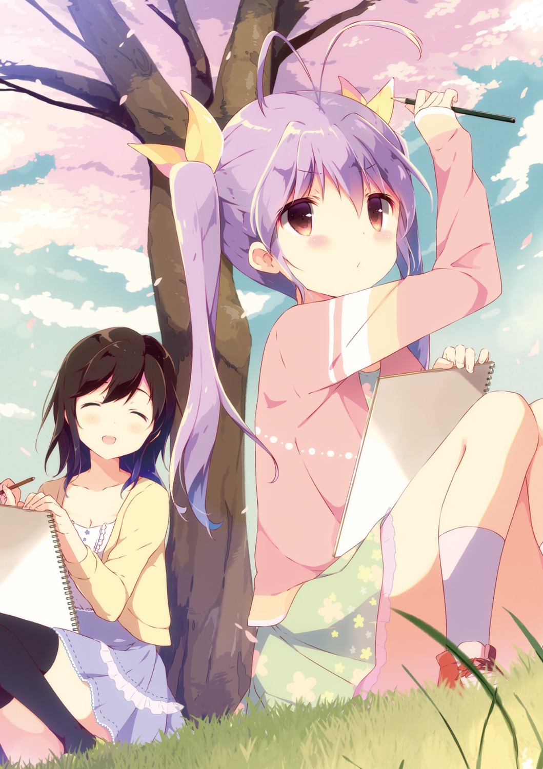digital_version, dress, ichijou_hotaru, miyauchi_renge, non_non_biyori, shiratama, sweater, thighhighs