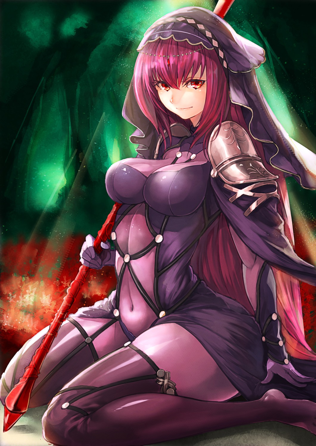 armor, bodysuit, fate/grand_order, scathach_(fate), srsojiro, weapon