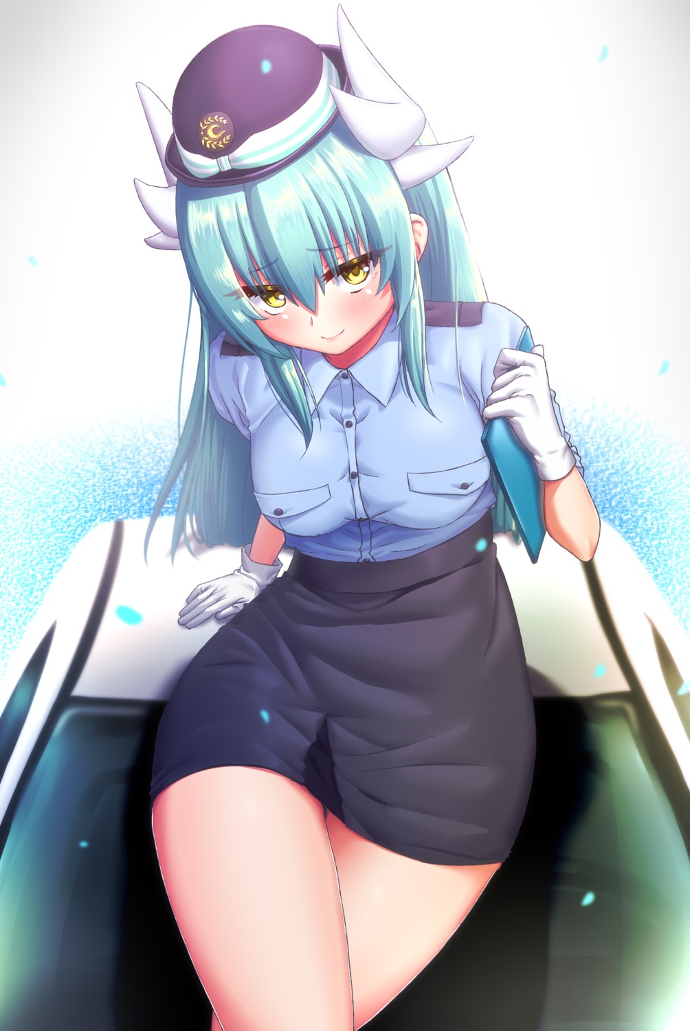 fate/grand_order, horns, kiyohime_(fate), mkon, police_uniform