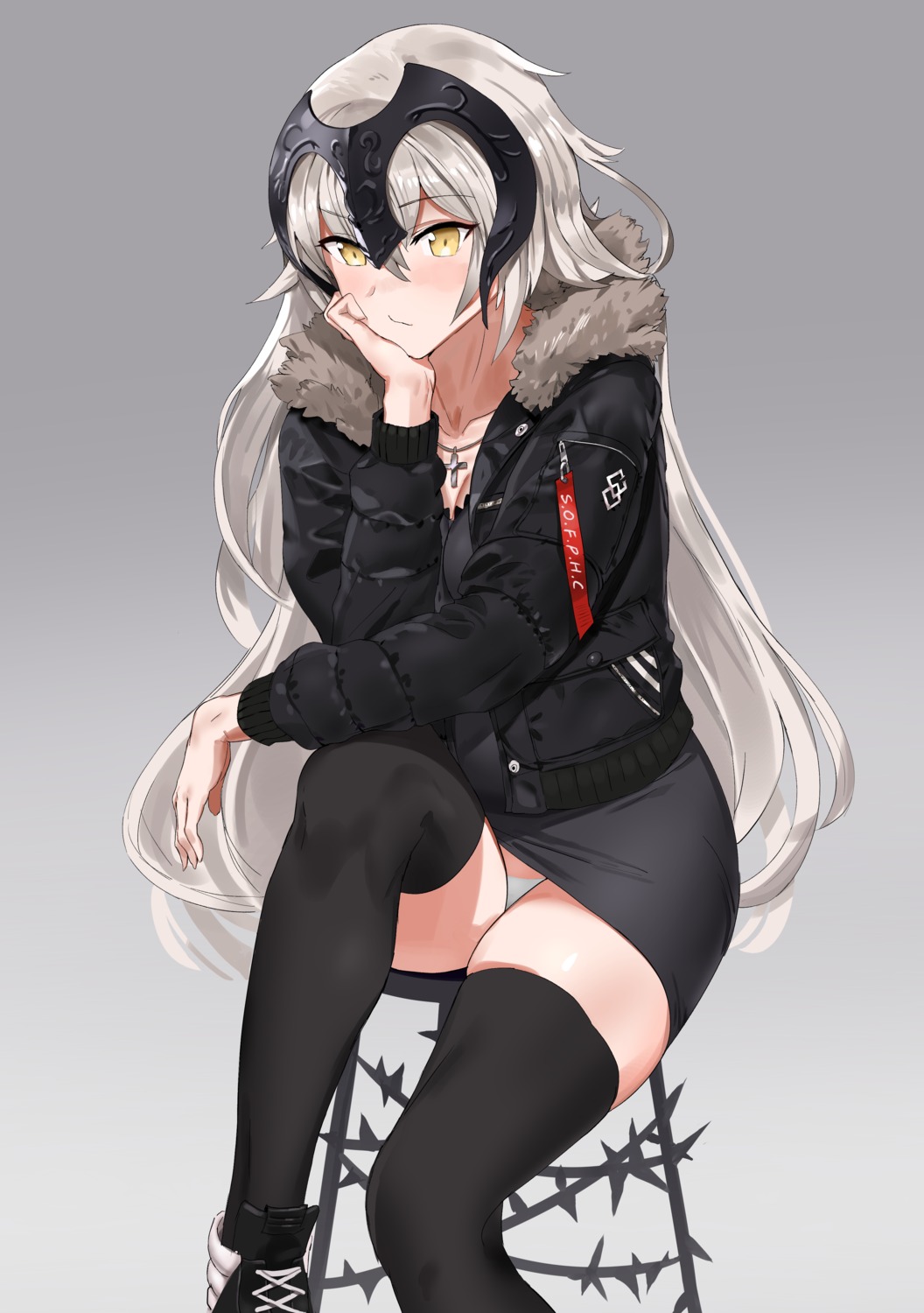 cleavage, dress, fate/grand_order, jeanne_d'arc, jeanne_d'arc_alter_(fate), pantsu, ssamjang_(misosan), thighhighs