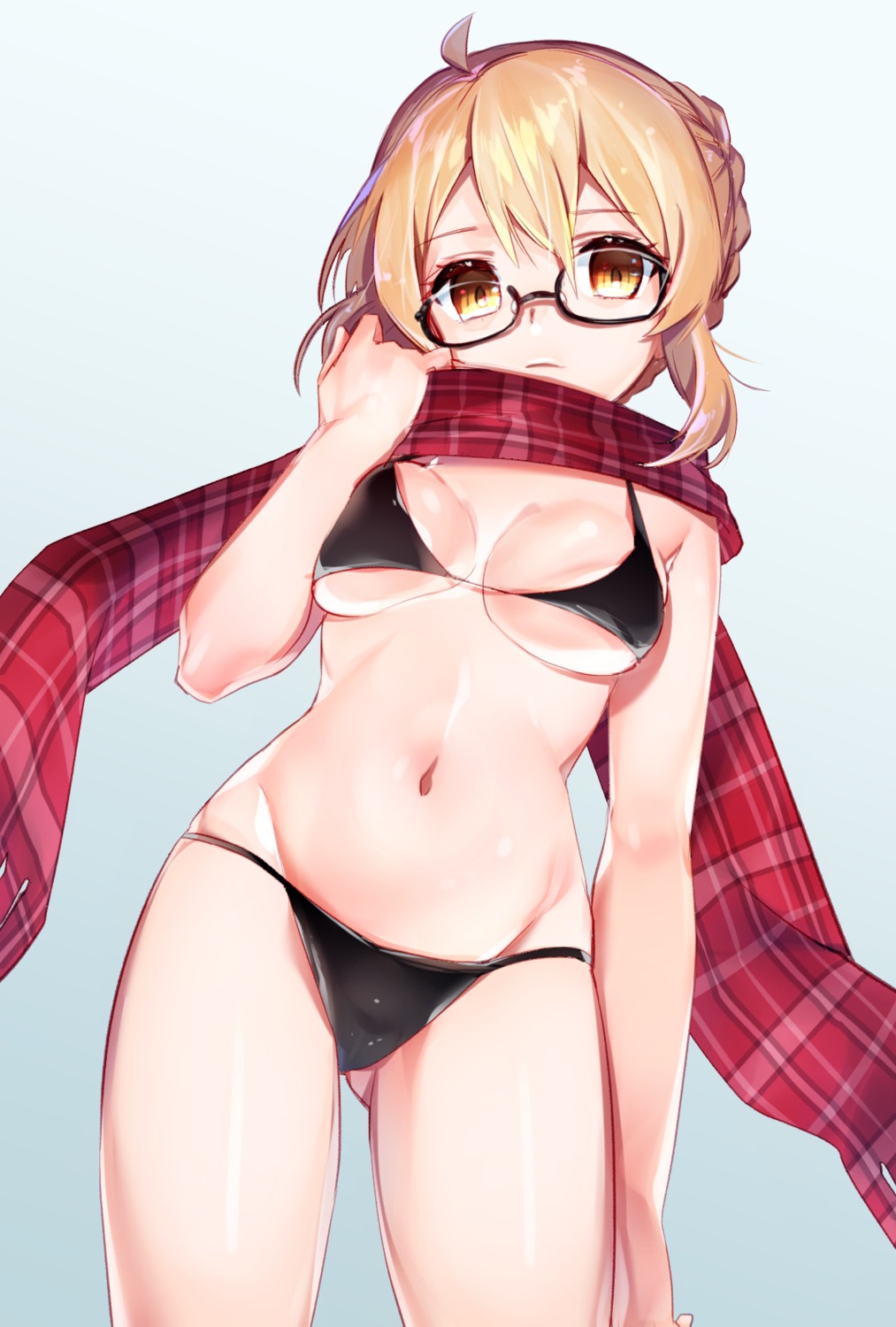 ayamori_mimi, bikini, breast_hold, fate/grand_order, heroine_x_alter, megane, swimsuits