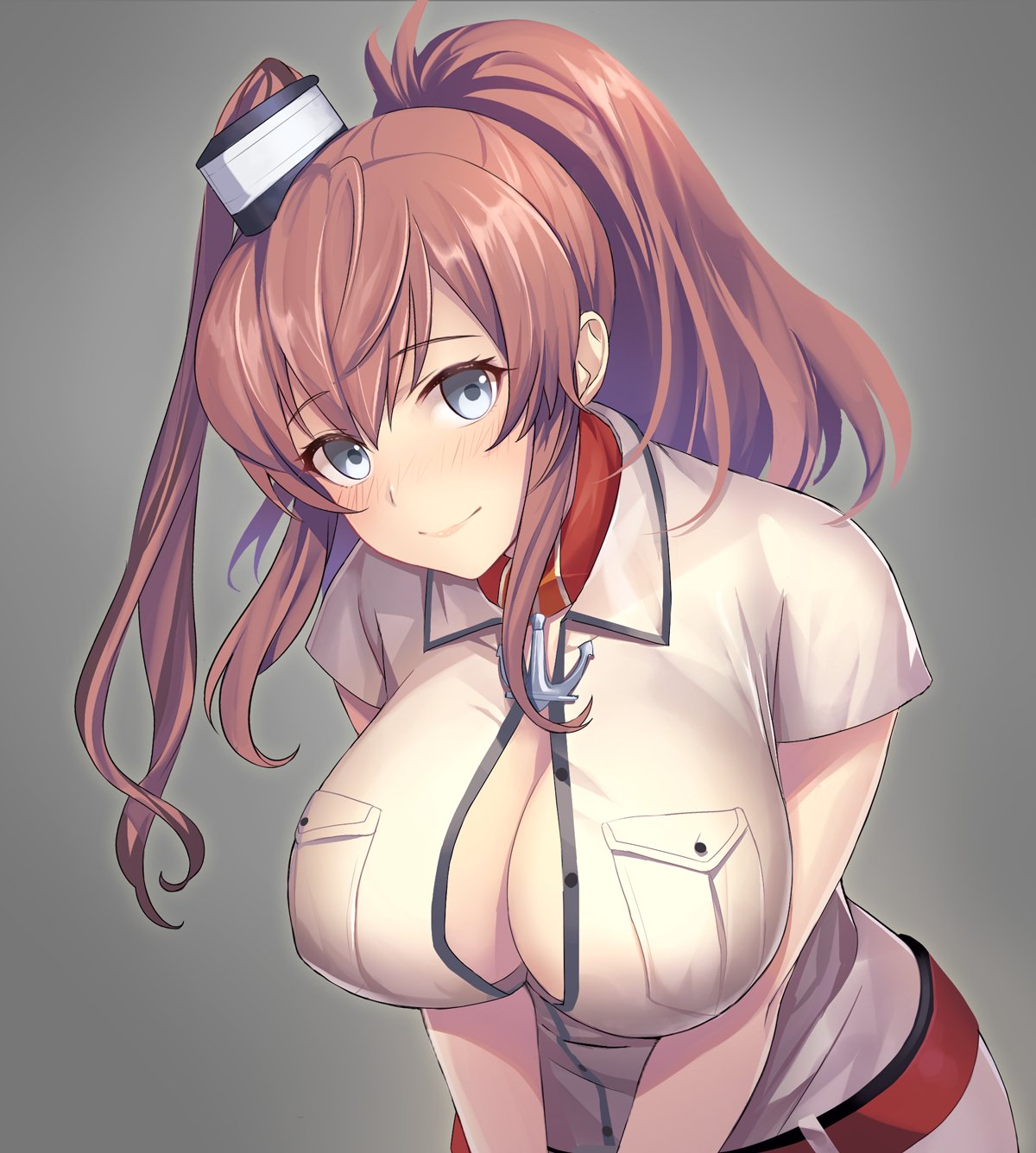 cleavage, kantai_collection, no_bra, open_shirt, pantsu_majirou, saratoga_(kancolle)