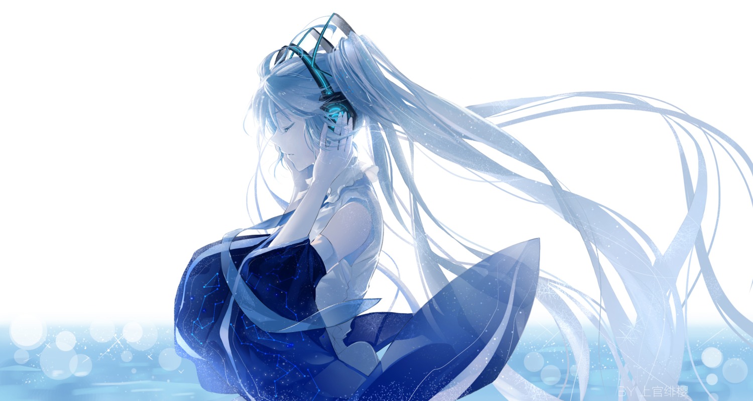 hatsune_miku, headphones, shangguan_feiying, vocaloid