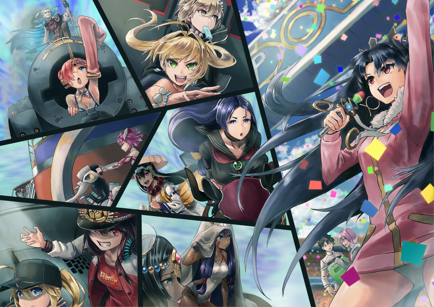 artoria_pendragon_(fate), artoria_pendragon_alter_(fate), charles_babbage_(fate/grand_order), cleavage, fate/grand_order, frankenstein's_monster_(fate), fujimaru_ritsuka_(male), helena_blavatsky_(fate)