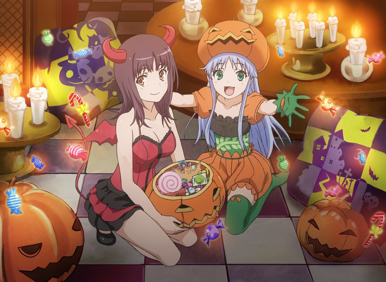 bloomers, cleavage, halloween, horns, index, itsuwa, jpeg_artifacts, tail