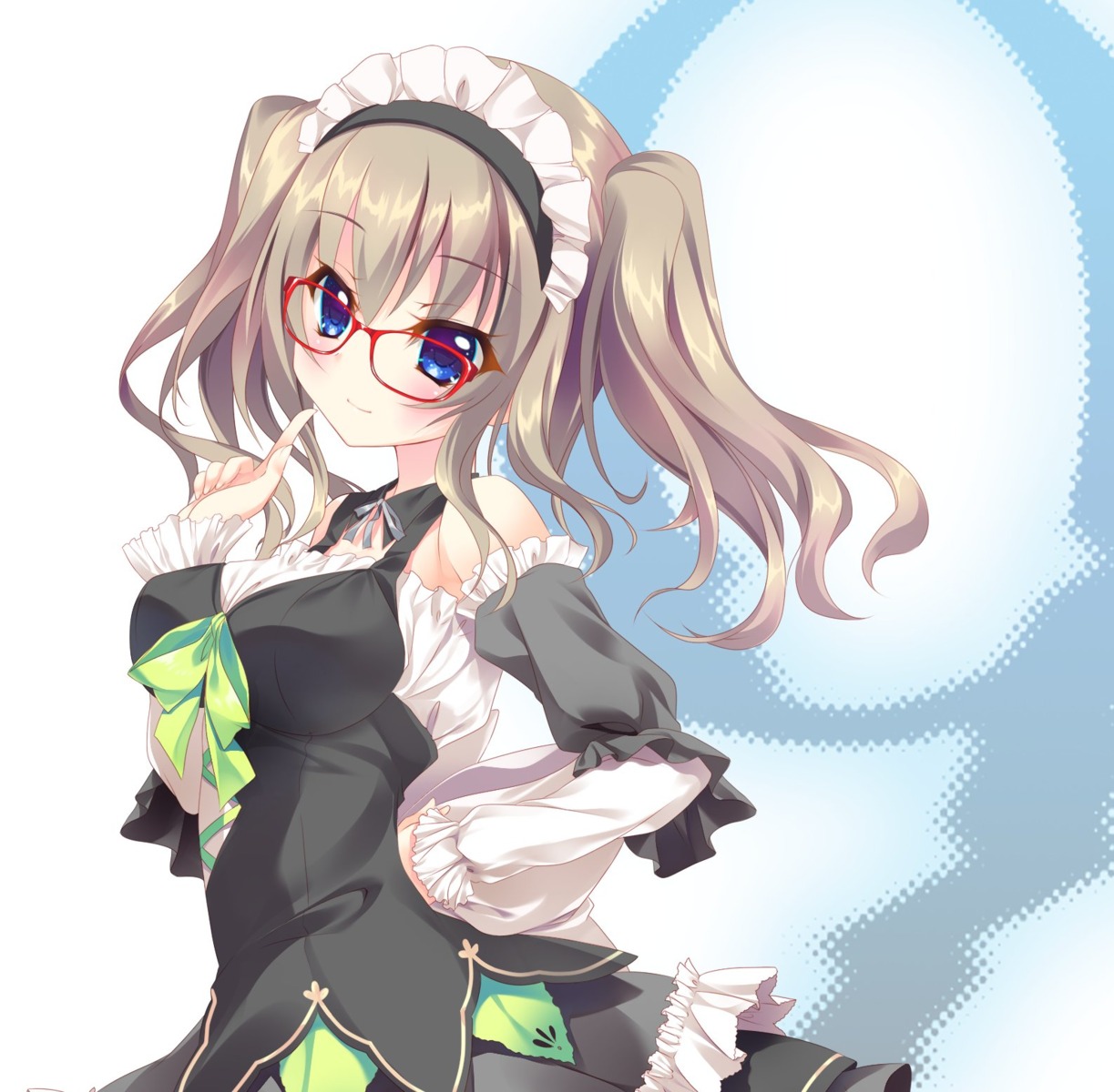9-nine-, 9-nine-_kokonotsu_kokonoka_kokonoiro, izumi_tsubasu, kujou_miyako, maid, megane, palette