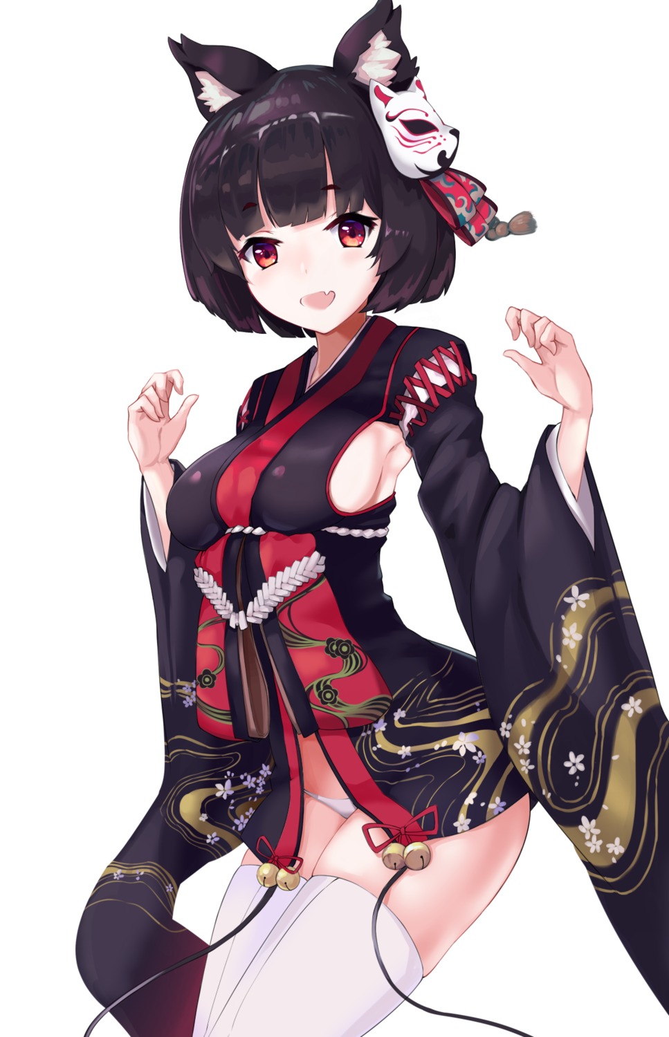 animal_ears, azur_lane, japanese_clothes, pantsu, shinori_(efvbji6264), thighhighs, yamashiro_(azur_lane)