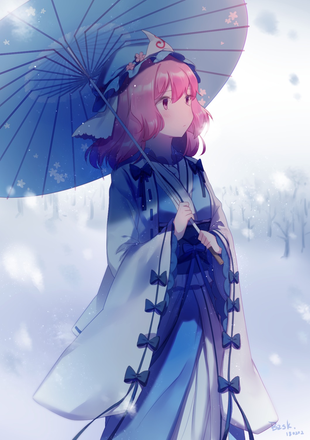 bzsk., saigyouji_yuyuko, touhou, umbrella