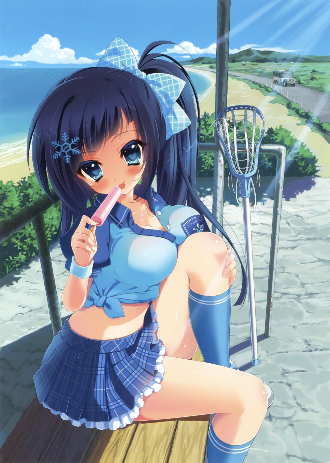 cleavage, cream, gym_uniform, ichi_rin, ponta