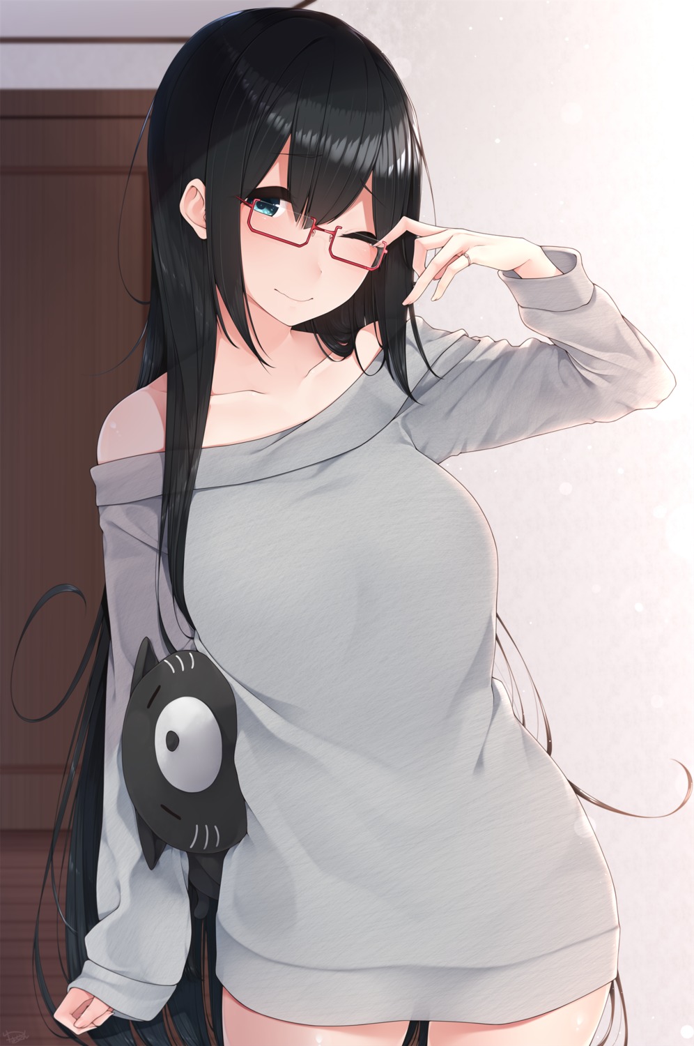 megane, sweater, yukichi_(sukiyaki39)