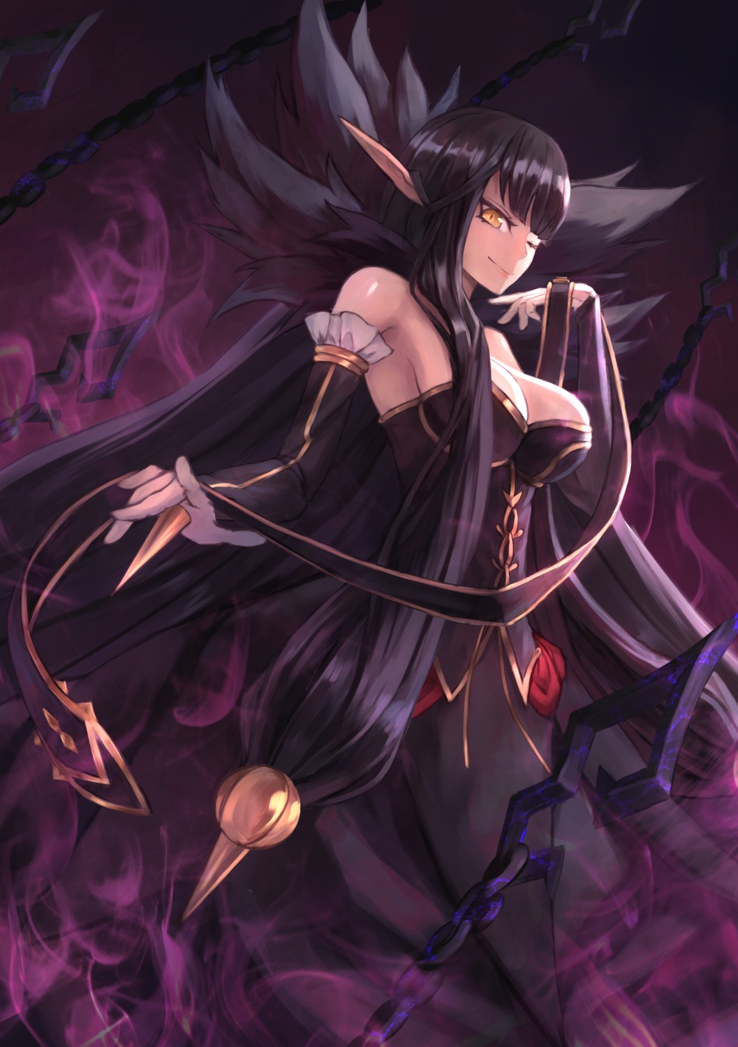 cleavage, doratama123, dress, fate/apocrypha, fate/stay_night, pointy_ears, semiramis_(fate)