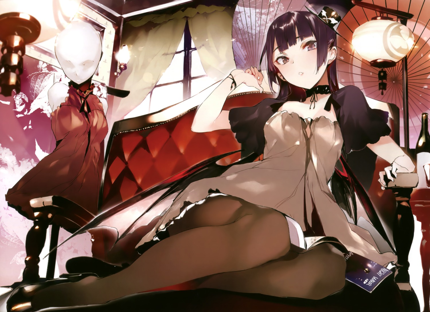 dress, heels, pantyhose, shunsei, umbrella