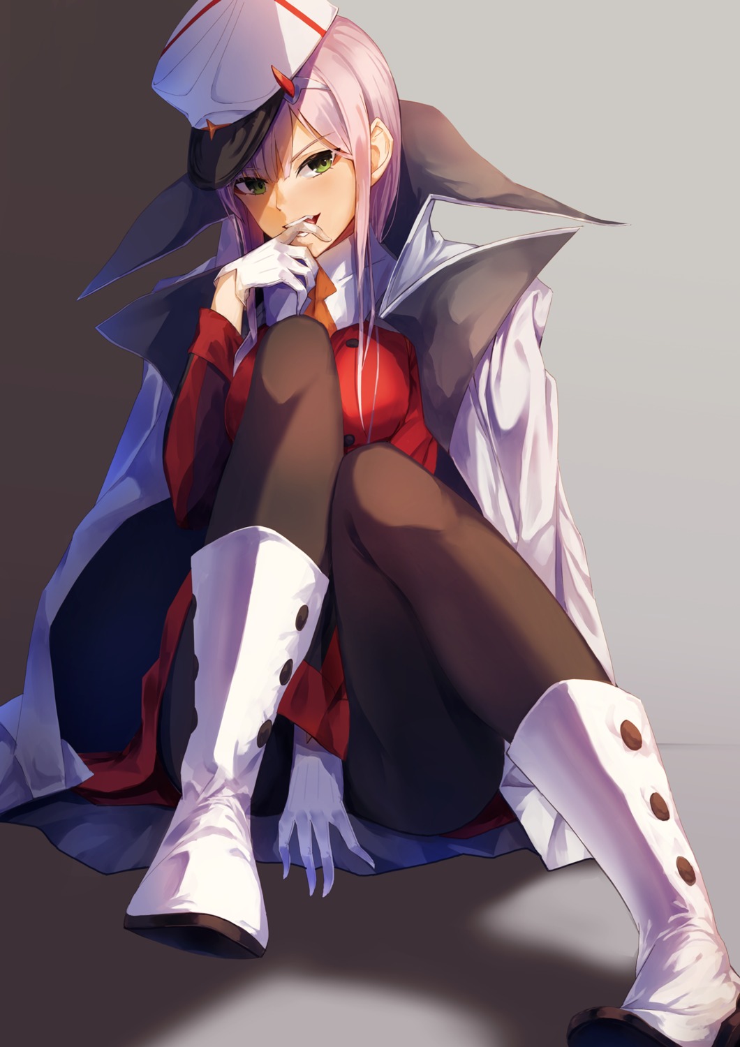 darling_in_the_franxx, horns, konkito, pantyhose, uniform, zero_two_(darling_in_the_franxx)