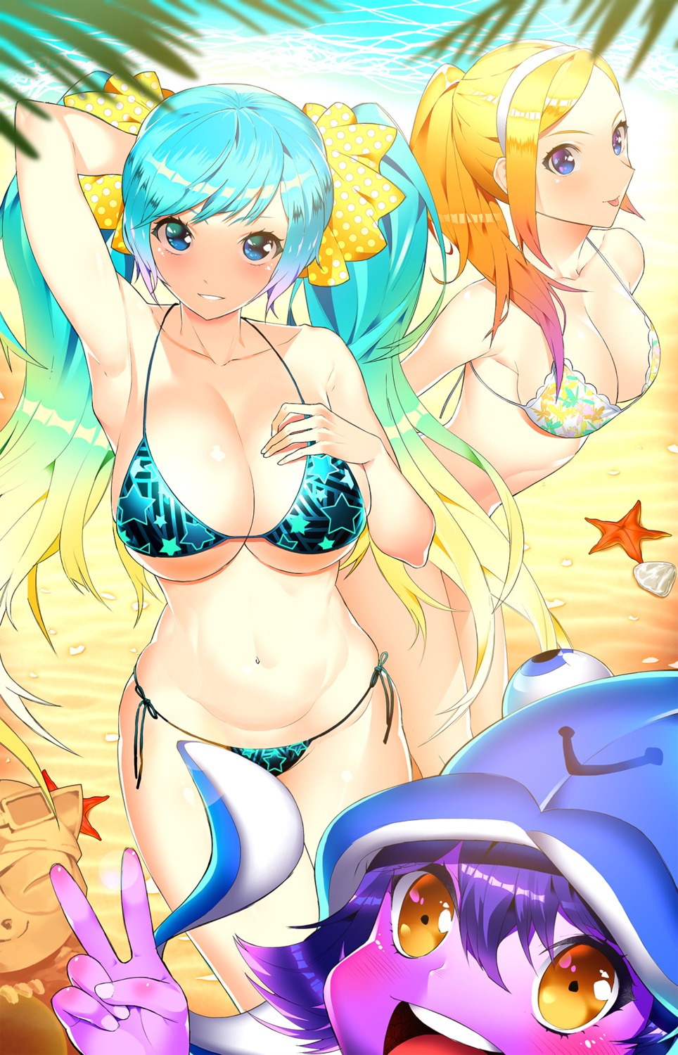bikini, cleavage, ddoalo, league_of_legends, lulu_(league_of_legends), luxanna_crownguard, sona_buvelle, swimsuits, teemo, underboob