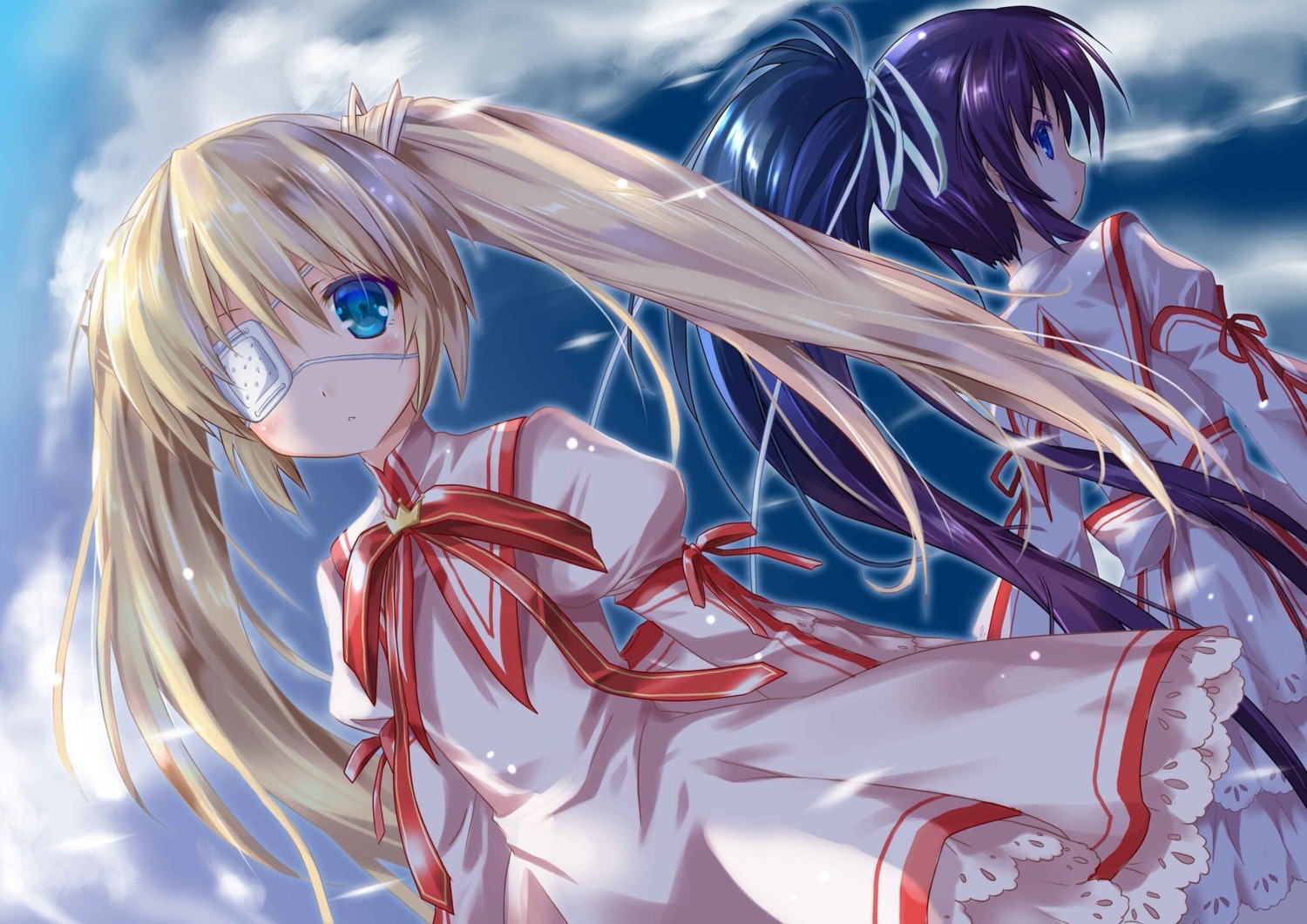 eyepatch, jpeg_artifacts, komatsu_e-ji, konohana_lucia, nakatsu_shizuru, rewrite, seifuku