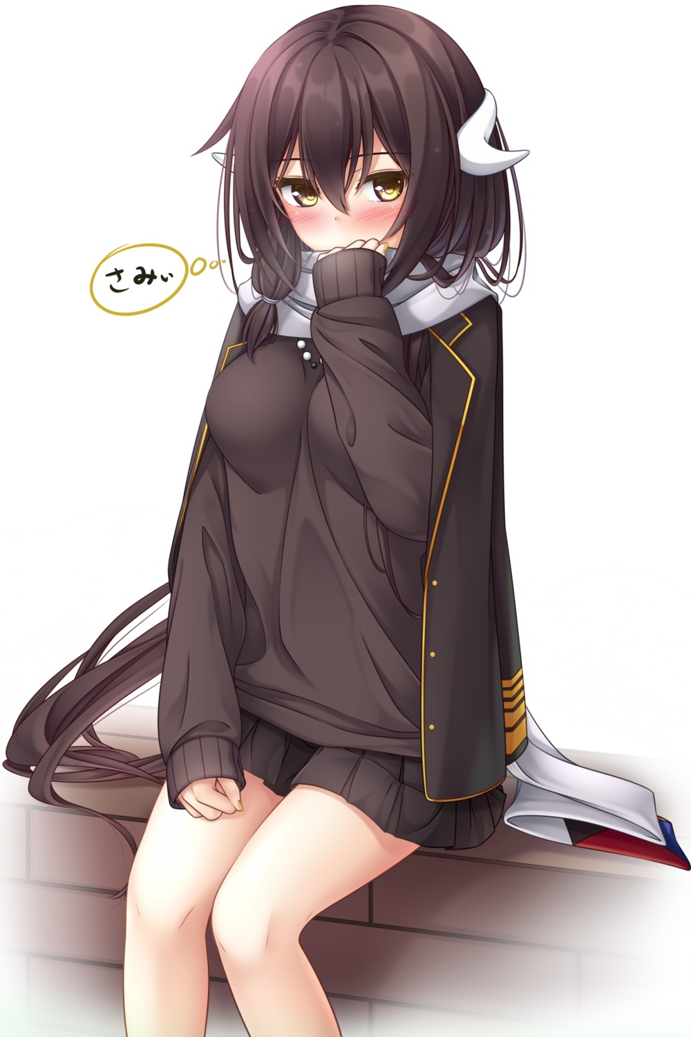 azur_lane, horns, mikasa_(azur_lane), sweater, uniform, yoye_(pastel_white)