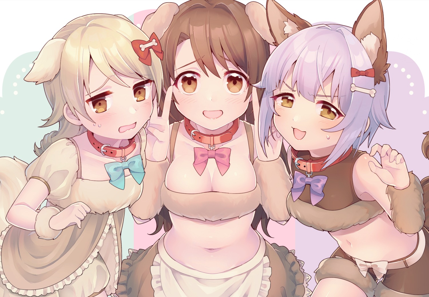 animal_ears, cleavage, koshimizu_sachiko, morikubo_nono, shimamura_uzuki, tail, the_idolm@ster, the_idolm@ster_cinderella_girls, uso_(ameuzaki)