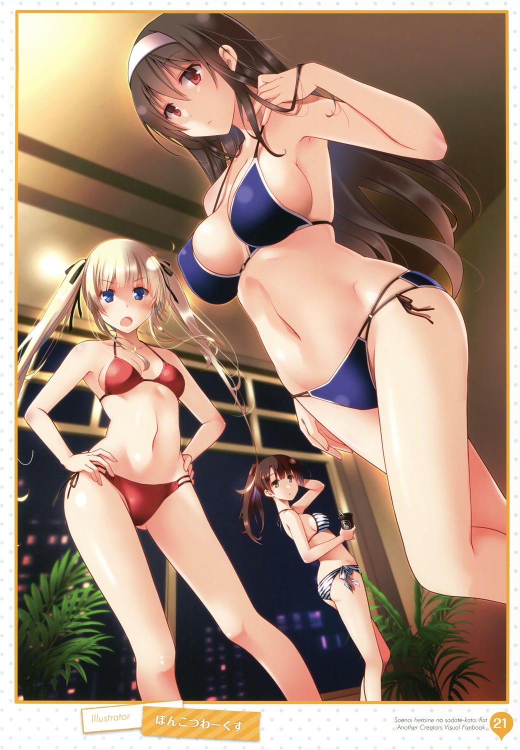 bikini, cleavage, kasumigaoka_utaha, katou_megumi, ponkotsu_works, saenai_heroine_no_sodatekata, sawamura_spencer_eriri, swimsuits